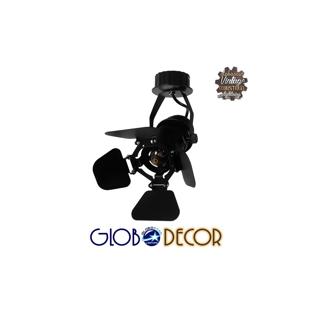 GLOBOSTAR® BROADWAY 01371 Vintage Φωτιστικό Οροφής με Ντουί 1 x E27 AC 220-240V IP20 - Μαύρο - Μ20 x Π20 x Υ27.5cm